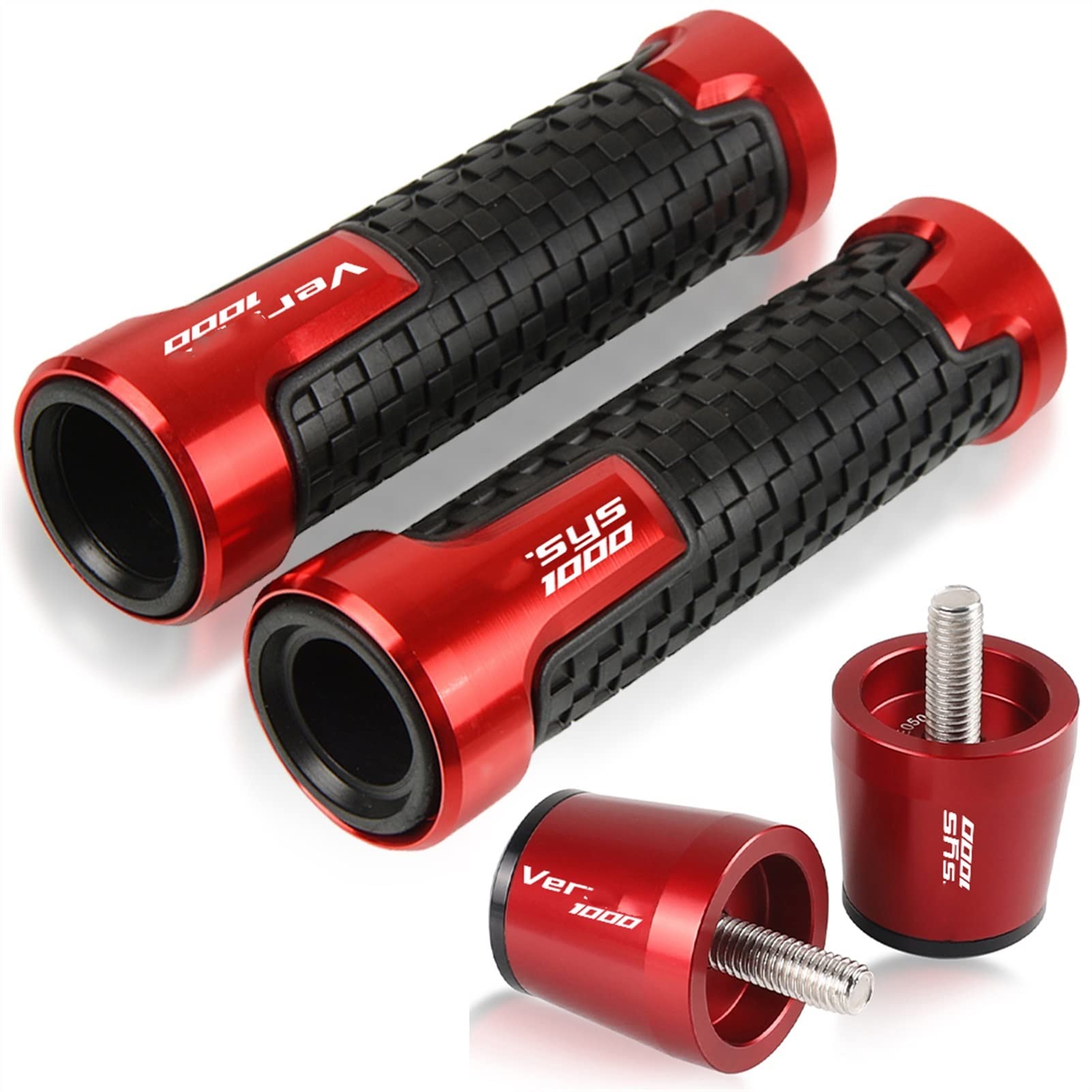Poignées moto pour Kawasaki Versys 1000 2015-2022 en caoutchouc rouge 22mm
