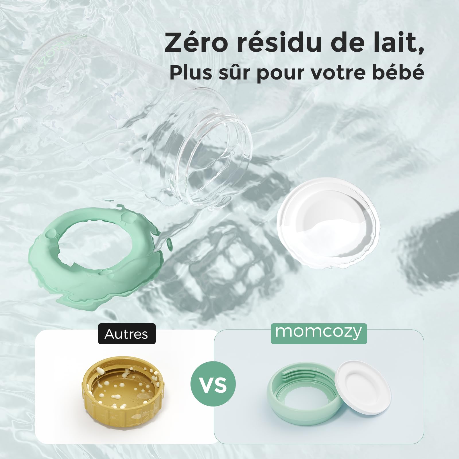 Momcozy Biberons de Stockage Lait Maternel (Lot de 4) 丨Biberon Ergonomique 325 ml丨Conservation Réfrigérateur/Congélateur丨Sans BPA丨Compatible Refroidisseurs Momcozy