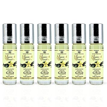 Al-Rehab Spanish Vanilla Perfume Oil 6ML 0.2 Oz BOX OF 6 - Arabian Perfume Oils For Women - Long Lasting Concentrated Perfume Oil - A Luxurious Soft & Sweet Womens Fragrance For An Elegant Touch
