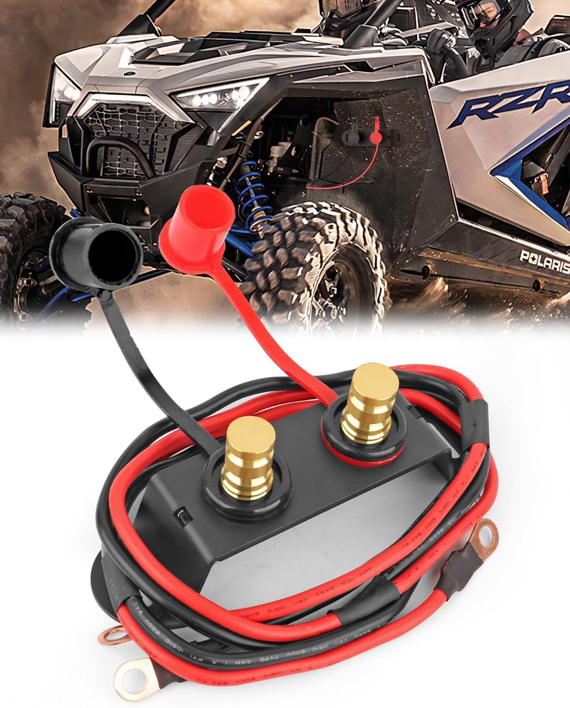 Chelhead Battery Jump Post Kit with Remote Terminals, Steel Mount Bracket and Terminals Extension Relocation Kit Fit for Can Am X3 Polaris RZR UTV ATV Truck Trailer