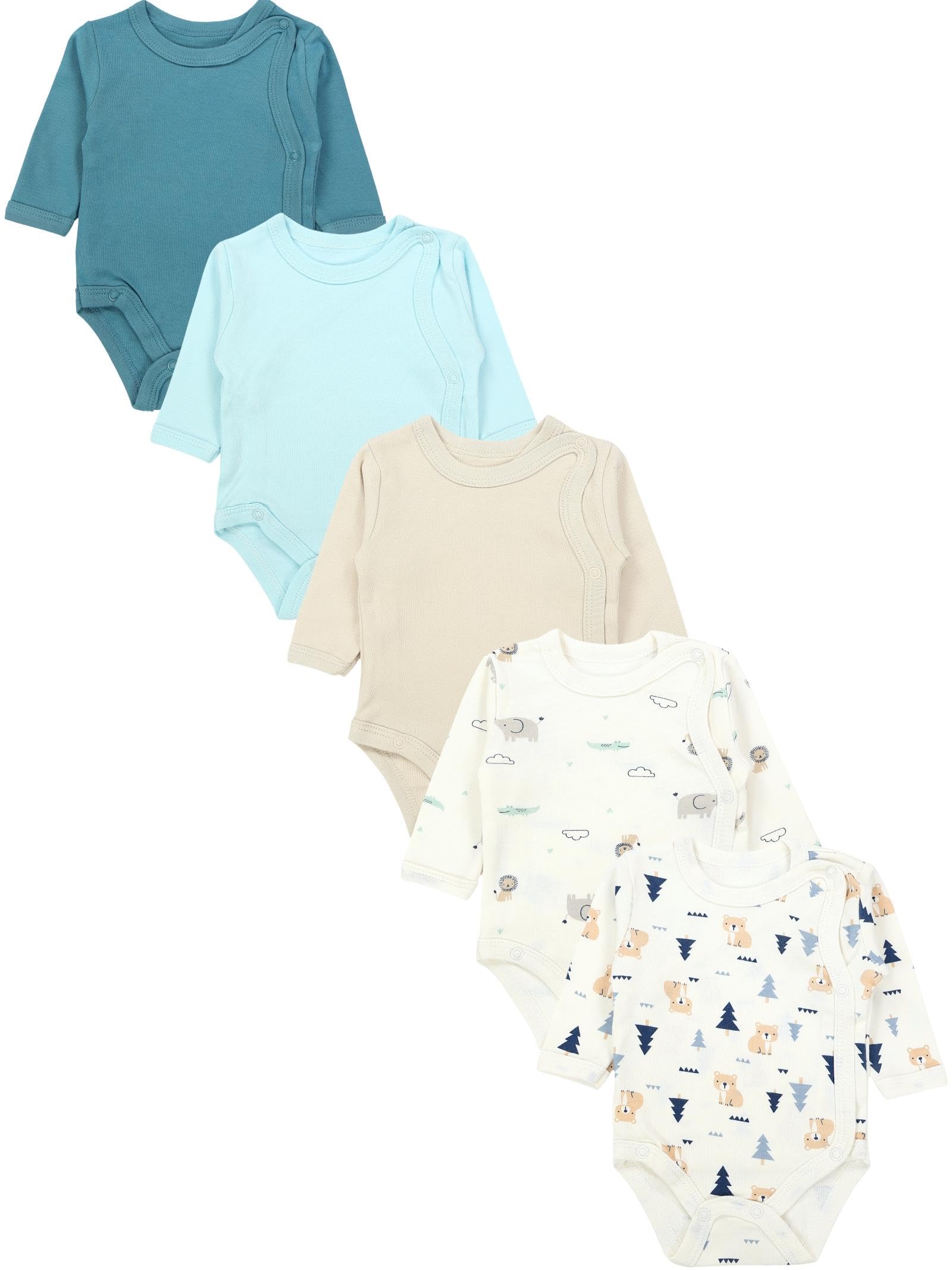 TupTam Body Bebé – Pack de 5 Bodies Bebé Recién Nacido, Body Bebé Niño con Cierre Frontal, 100% Algodón