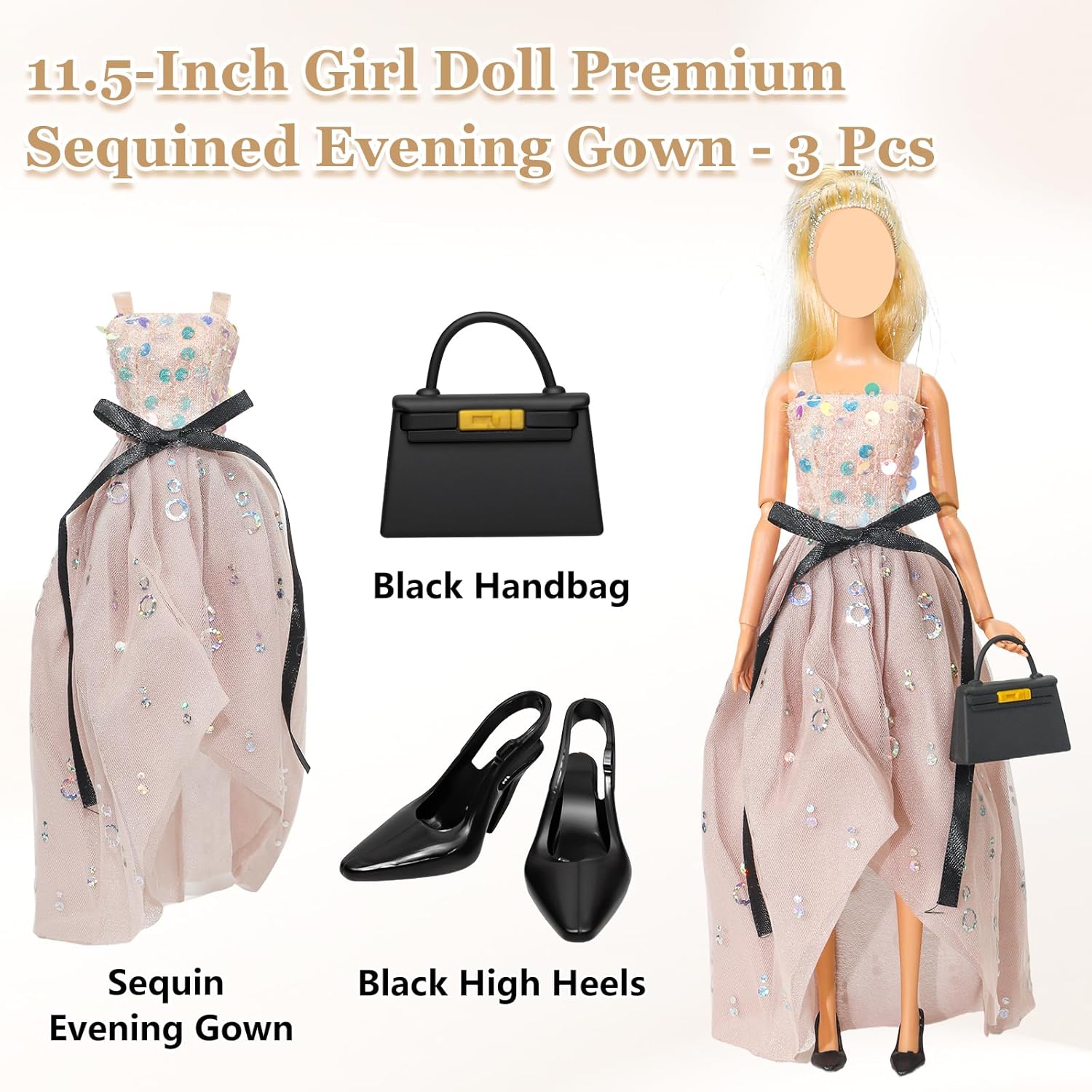 21 Pcs Doll Clothes and Accessories Set for 11.5 in Doll, 5 Styles Fashion Outfits Include Evening Gown, Streetwear, Casual Wear, Skirt Sets & Shoes, Gift for Girls Age 5-7 8-10