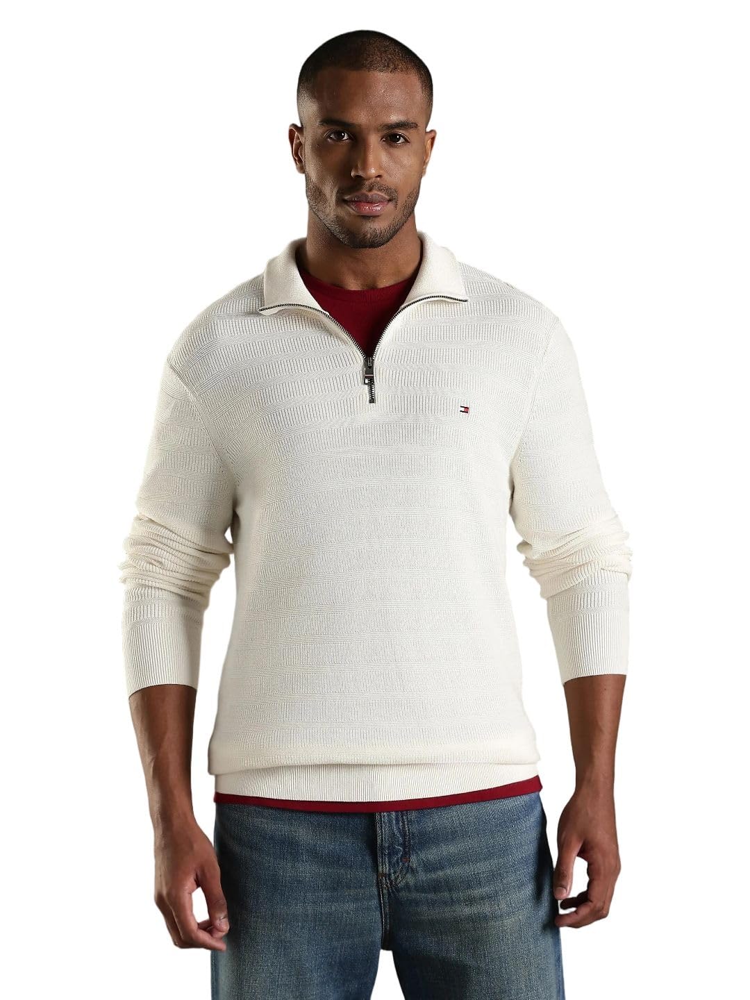 tommy hilfiger Regular fit Cotton Half-Zip Neck Pullover-picture-16