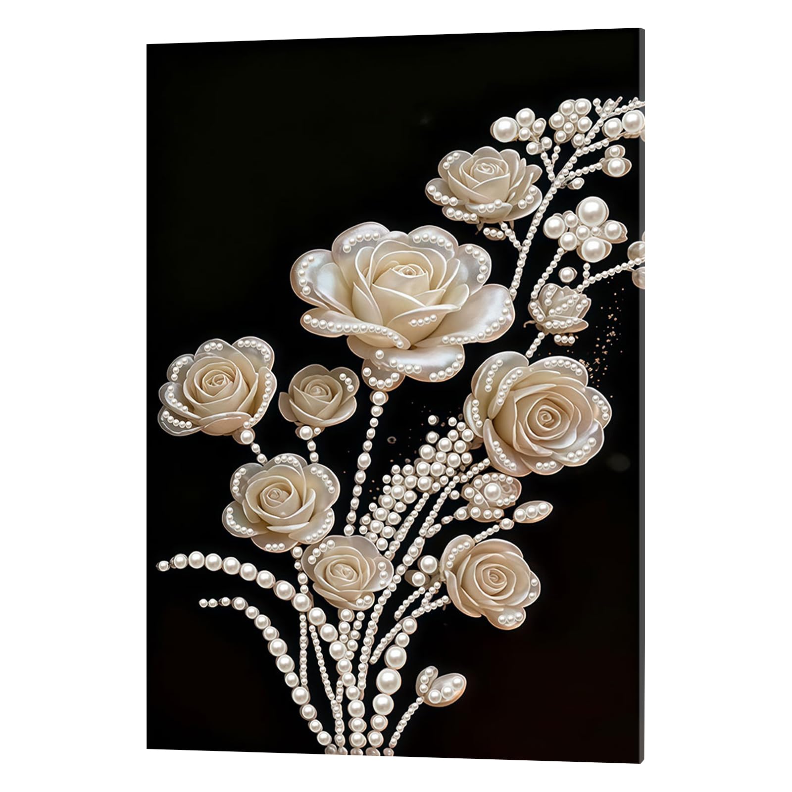 DIY Pearl Painting Kit with Wooden Frame, 3D Plastic Pearl Gemstone Ocean Art Craft for Adults Beginners, Diamond Art Kits for Adults, Home Wall Decor Ready Gift for Women(Flower)(30 * 40cm)