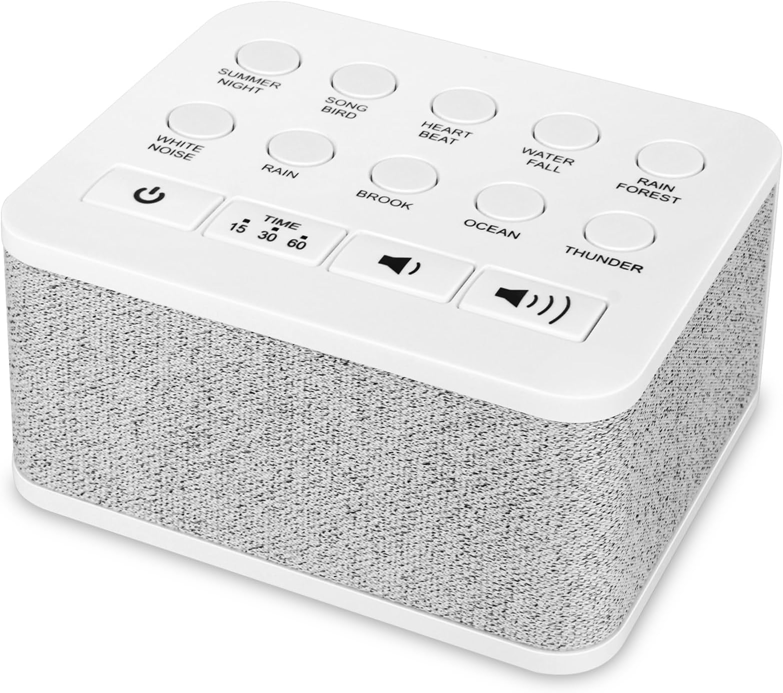 Sound Machine, 10 Soothing Sounds & Volume Control & 3 Timer, AC/USB/AA Powered White Noise Machine, Portable White Noise Sound Machine for Sleep and Relaxation(1107W,White Color)