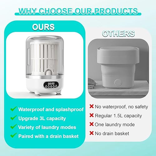 Miniatura 6 de Lavadora portátil, lavadora de ropa interior, lavadoras pequeñas, mini lavadora recargable inalámbrica, taza de lavandería para sujetador, ropa