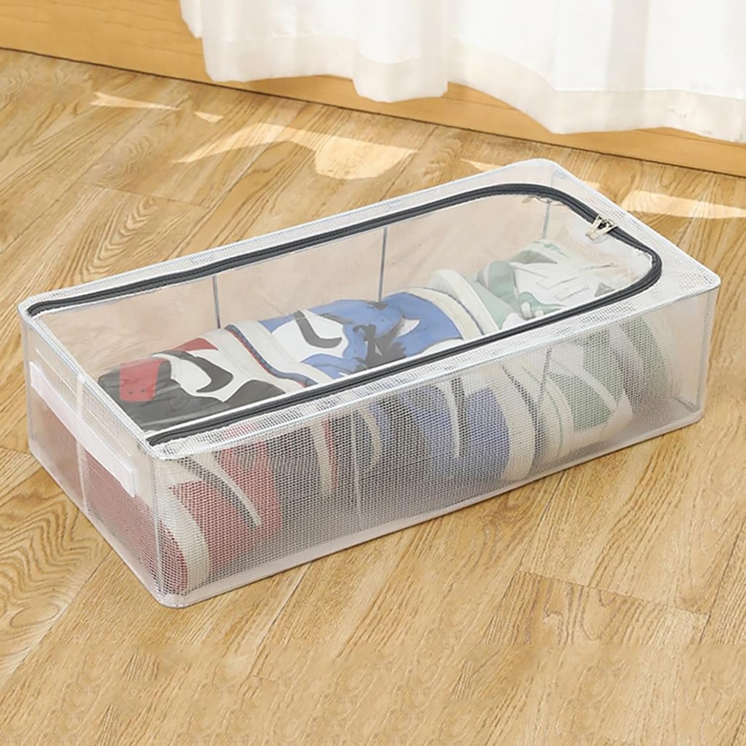 HELLYPO Foldable Underbed Storage Bag – 27L Shoe & Clothes Organizer with Clear Window, Dustproof & Breathable, with Handles – 60x30x15 cm for Shoes, Bedding, Clothes & Toys-image-14