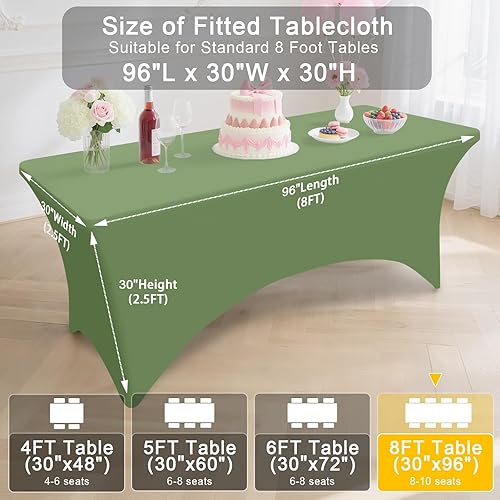 Miniatura 108 de Smiry Paquete de 2 manteles de elastano de 6 pies, elásticos ajustables, lavables y sin arrugas, rectangulares para mesa de patio, para exteriores,