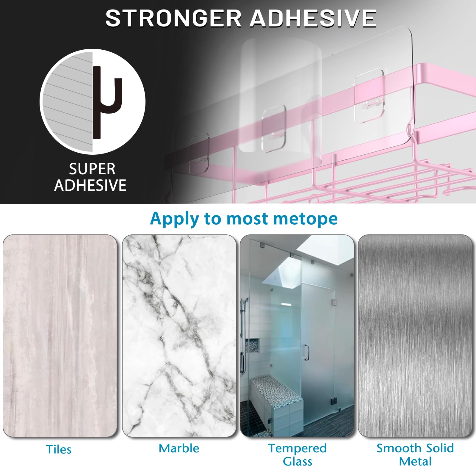 Moforoco Adhesive Shower Caddy Organizer Shelves Rack - 5 Pack Corner Bathroom Storage Organization, Home & Kitchen Decor Inside RV Accessories, Hanging First Apartment Household Camper Essentials