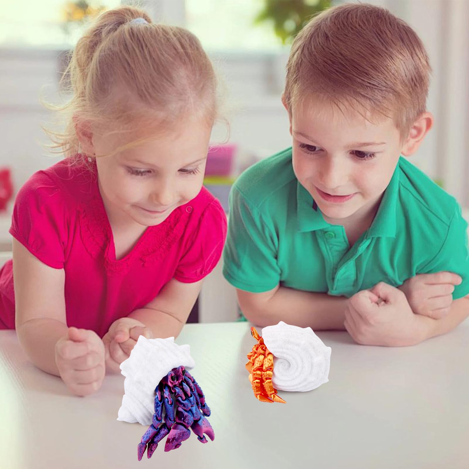 LALASTYLE 2PCS 3D Printed Animals Hermit Crab Fully Articulated Flexible Crustacean Toys, Cute Crab Animal Toys - Image 4