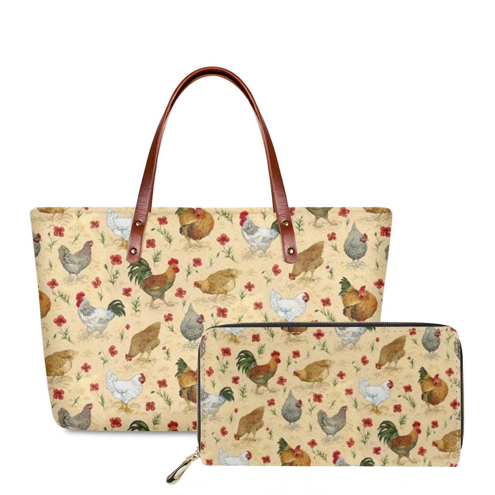 JoyLamoriaJoyLamoria Women Satchel Handbags Shoulder Purses Totes Work Bags with Leather Wallet 2-Piece Set