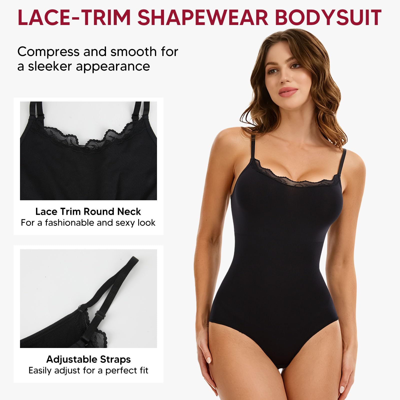 Joyshaper Shapewear Damen Bauchweg Spitzen Body Shaper Shaping Bodysuit Formende Bodys Miederbody Figurformender Stringbody