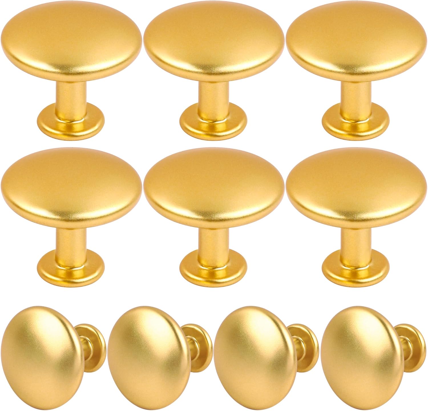 Pack of 10 Round Shape Drawer Pulls Golden Plated Furniture Cupboard Frosted Aluminium Alloy Dresser Knobs Door Window Pull Handles Cabinet Hardware for Closet Wardrobe Pulls with Screws