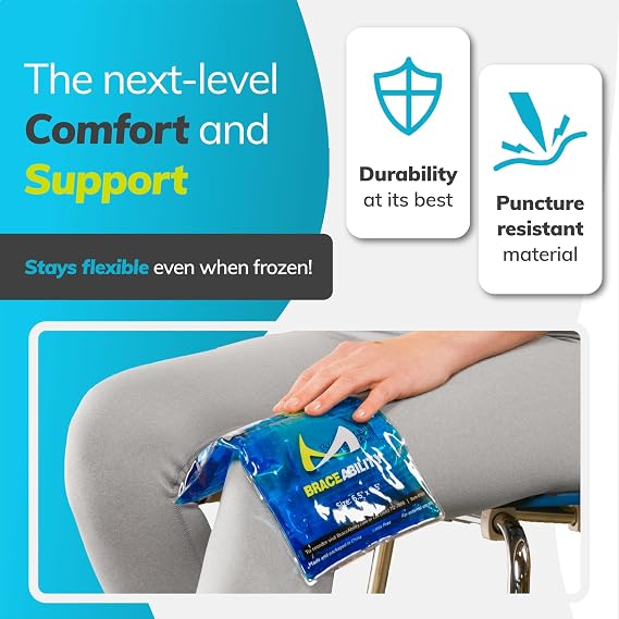 BraceAbility Medical Gel Hot Cold Pack - Reusable Soft Flexible Ice Pack for Hip, Shoulder, Knee, Back - Comfort Cold Compress for Injuries, Swelling, Bruises, Surgery, Kids, Adults (6.5 x 9.5)