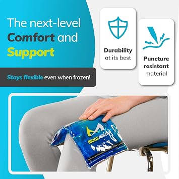 BraceAbility Medical Gel Hot Cold Pack - Reusable Soft Flexible Ice Pack for Hip, Shoulder, Knee, Back - Comfort Cold Compress for Injuries, Swelling, Bruises, Surgery, Kids, Adults (6.5 x 9.5)
