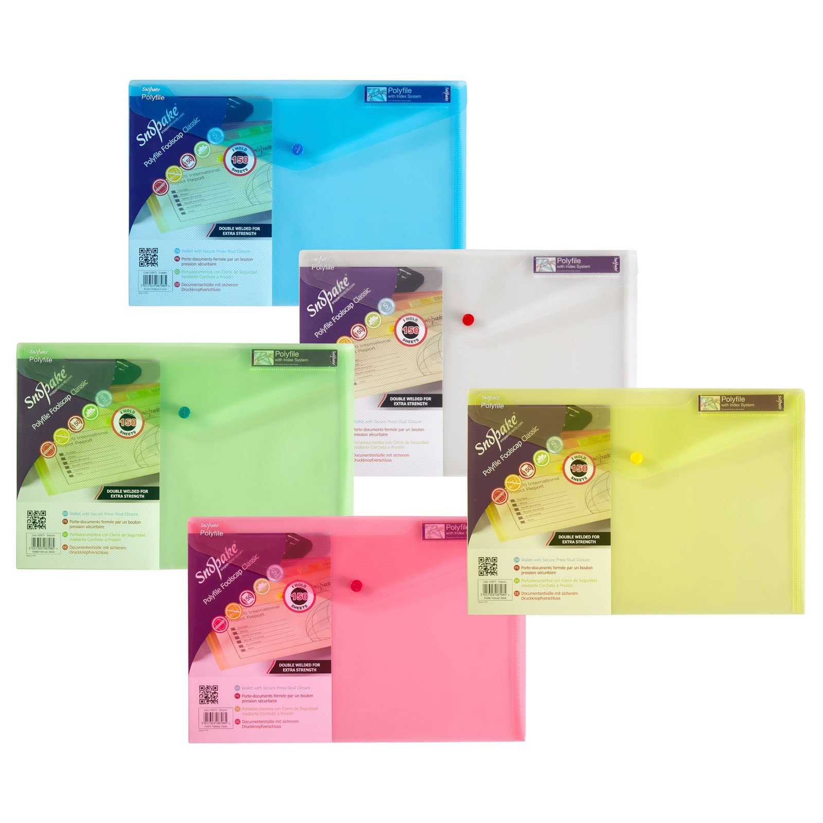 Snopake Polyfile Foolscap Classic Assorted- 5 Files 10087x
