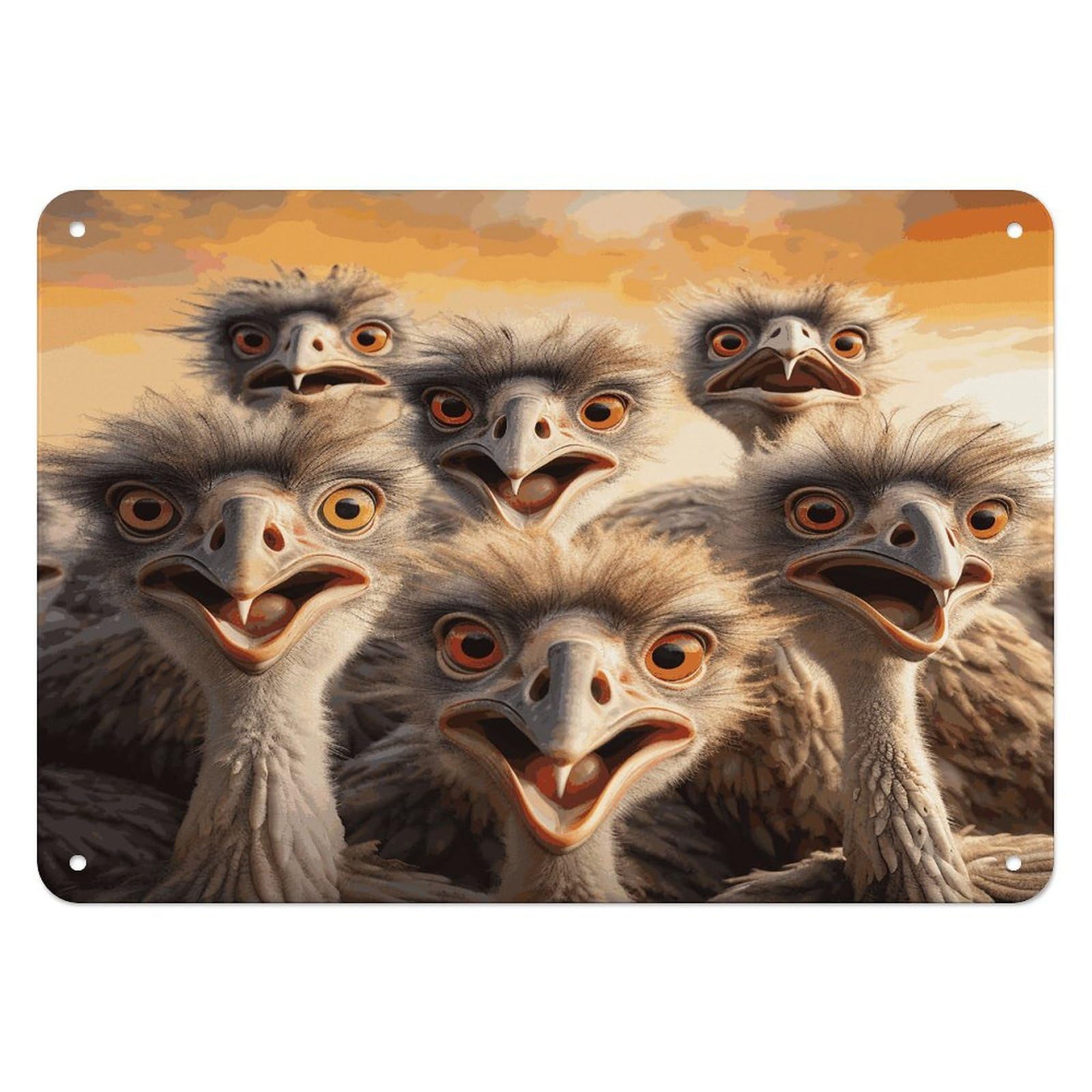Btcowzrv Style A Flock Of Ostriches Metal Sign, 5.5" X 7.9" Tin Wall Decor, Wall Art Plaques For Home Wedding Decor Room Living Room Decoration