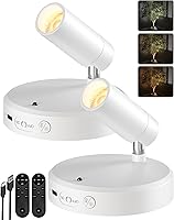 EZVALO Rechargeable Indoor Spot Lights 2-Pack White: 5500mAh Battery, Remote Dimmable Timer, 3CCT Uplights for Plants, Artwork & Displays