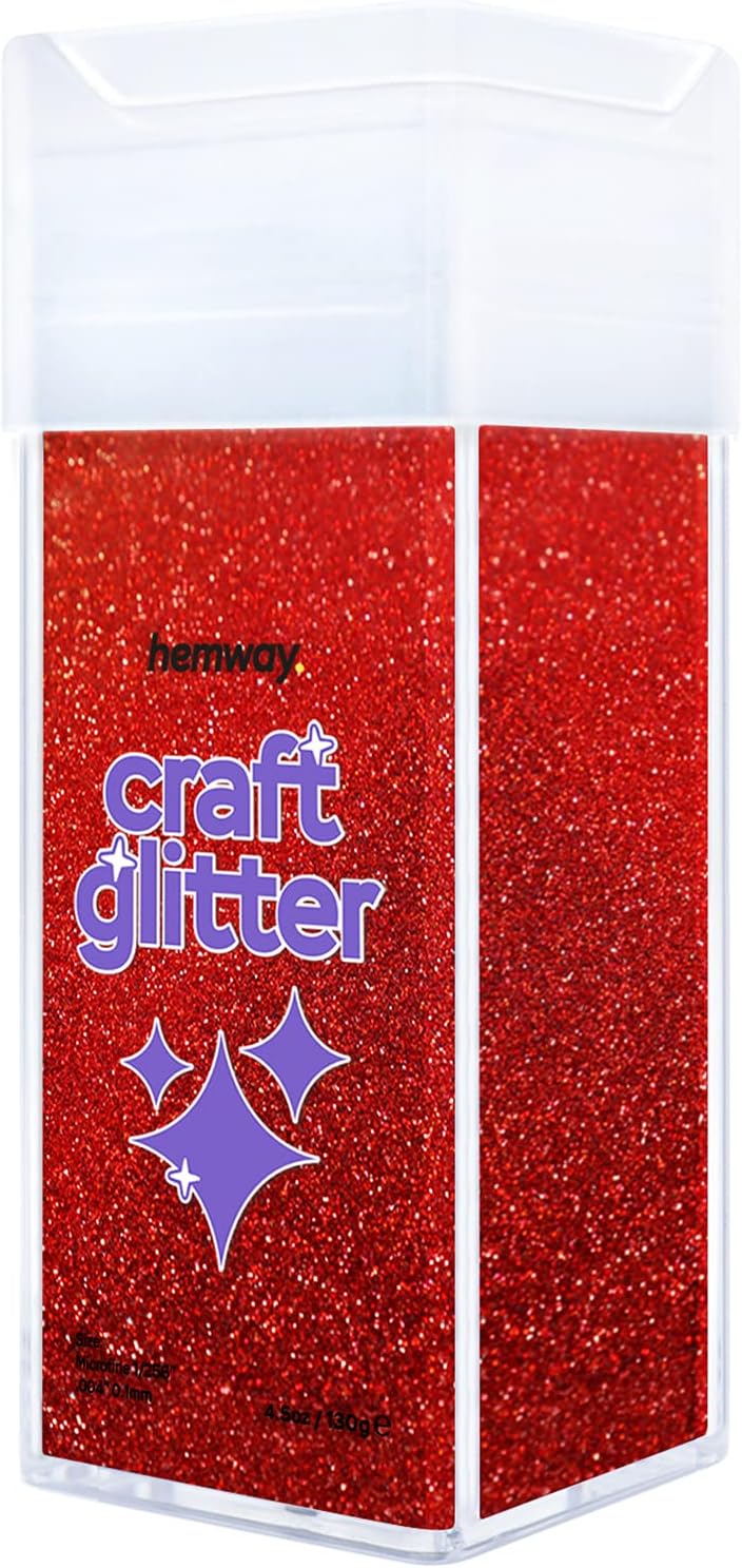 Hemway Glitter Shaker Red Holographic 110g Microfine, Craft Glitter Shaker for Resin & Epoxy Crafts, Christmas Art Supplies