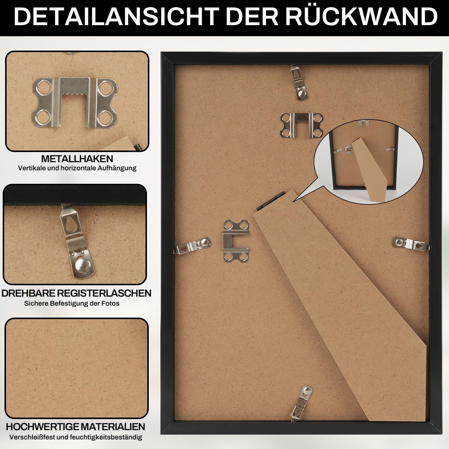 4 Stück Bilderrahmen A4 Schwarz – DIN A4 21x30 cm Kunststoffrahmen mit Plexiglas, Bilderrahmen Set für Fotos, Poster, Kinderzeichnungen & Galerie