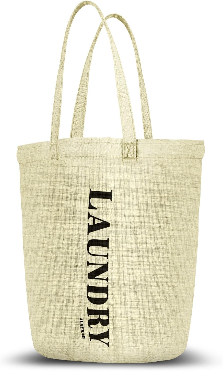 Alberam Foldable Laundry Hamper with Handles - Large Laundry Hamper Linen Collapsible Laundry Basket , Collapsible storage basket for easy carrying. (Beige)