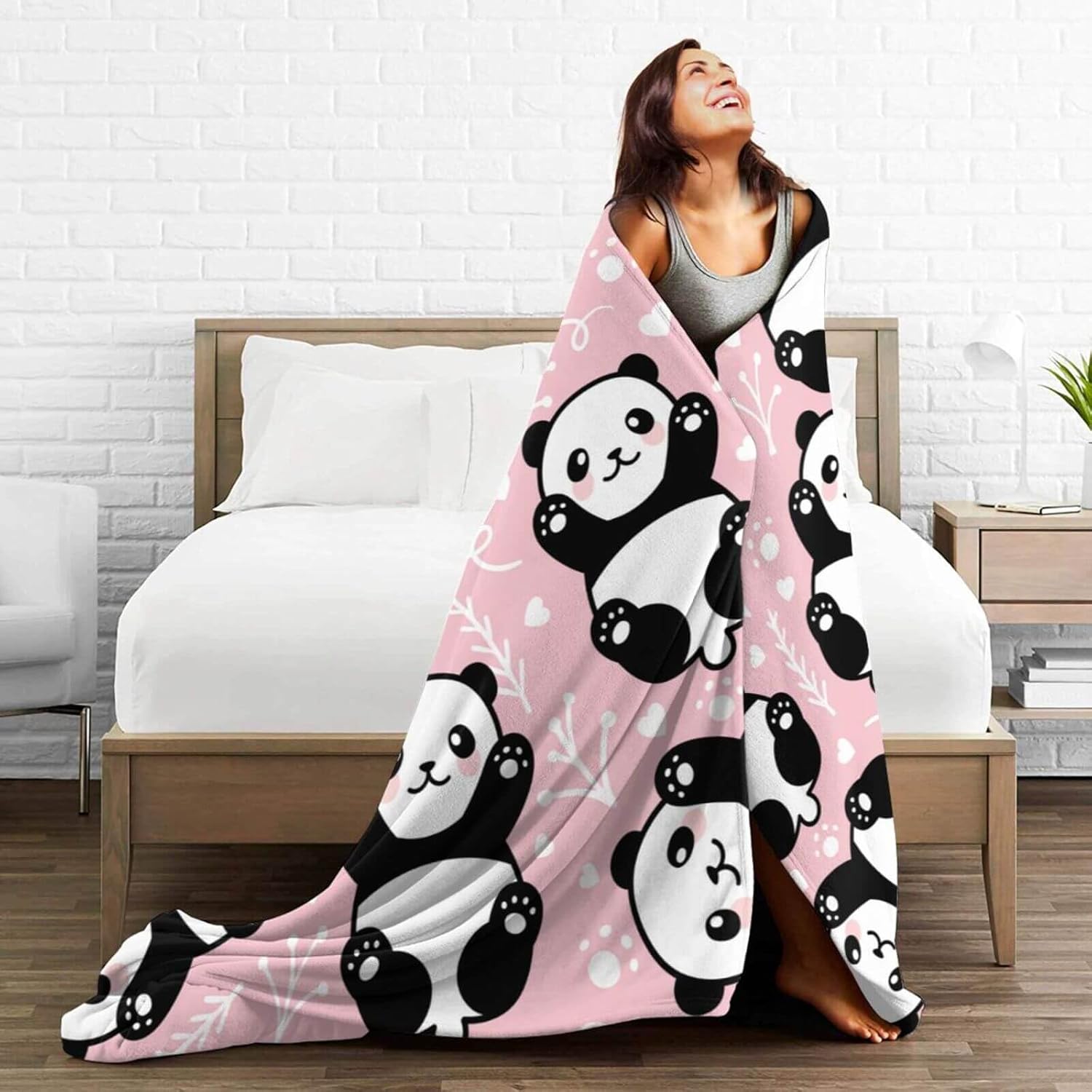 Panda Blanket for Women Men, Cute Panda Themed Design Printed Throw Blankets for Teens Adults Lap, Couch Bed, Warm Soft Cozy Blanket, 60"x 80"
