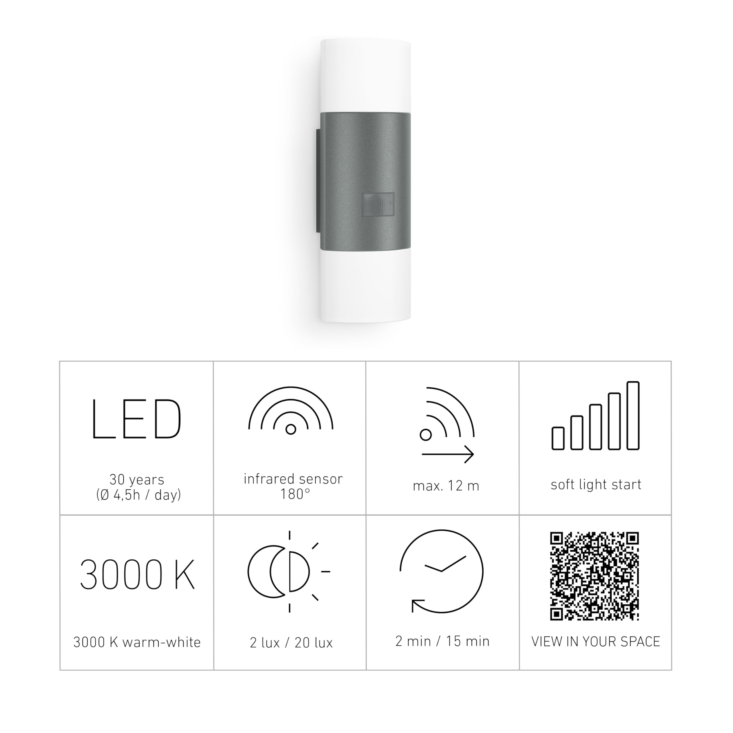 STEINEL L 115 S Aplique de pared con sensor antracita | Lampara.es