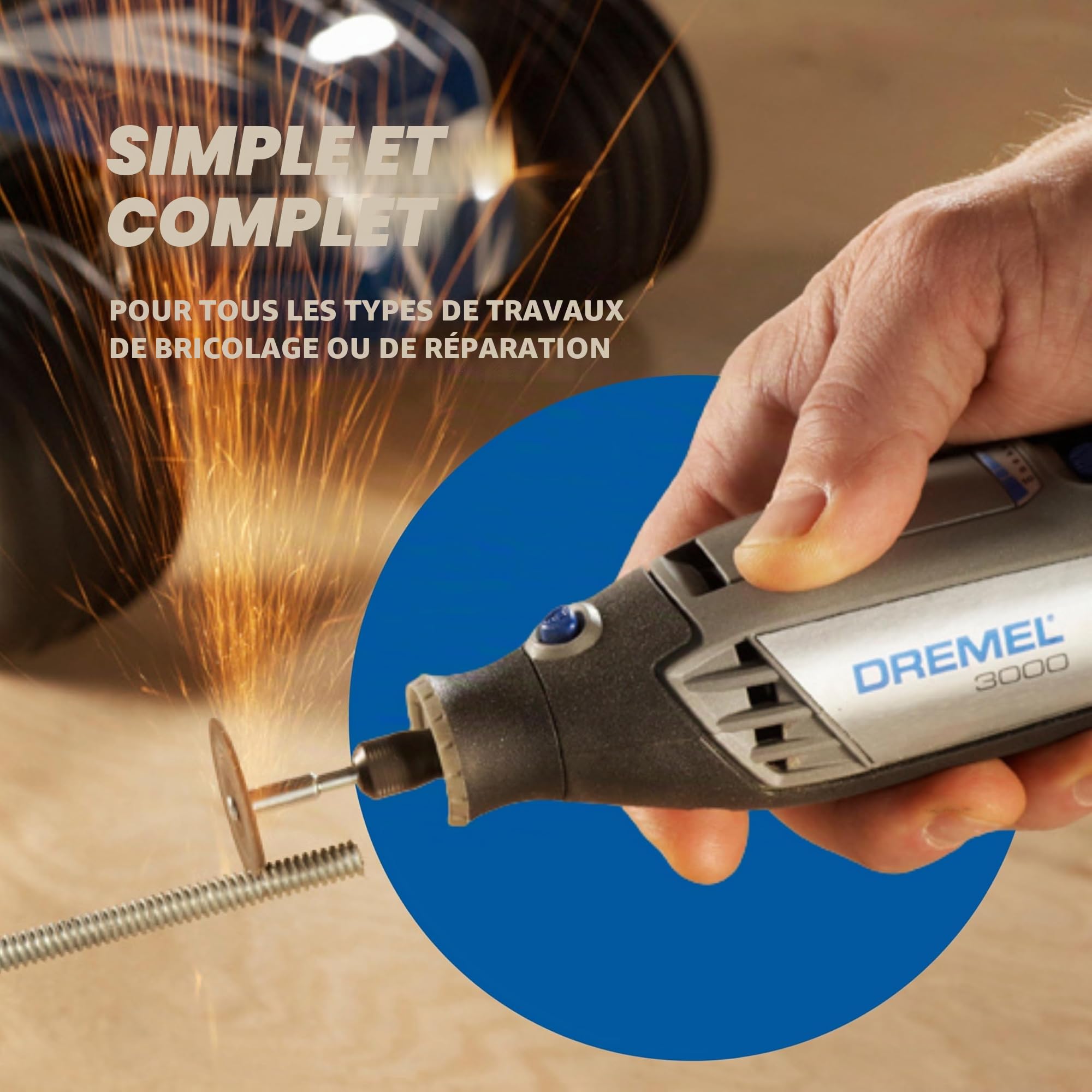 Dremel 3000 Outil Rotatif Multifonction 130W avec 1 Adaptation 25 Accessoires, Vitesse Variable 10000-33000 tr/min pour Découper, Poncer, Percer, Nettoyer, Sculpter, Polir, Graver, Meuler
