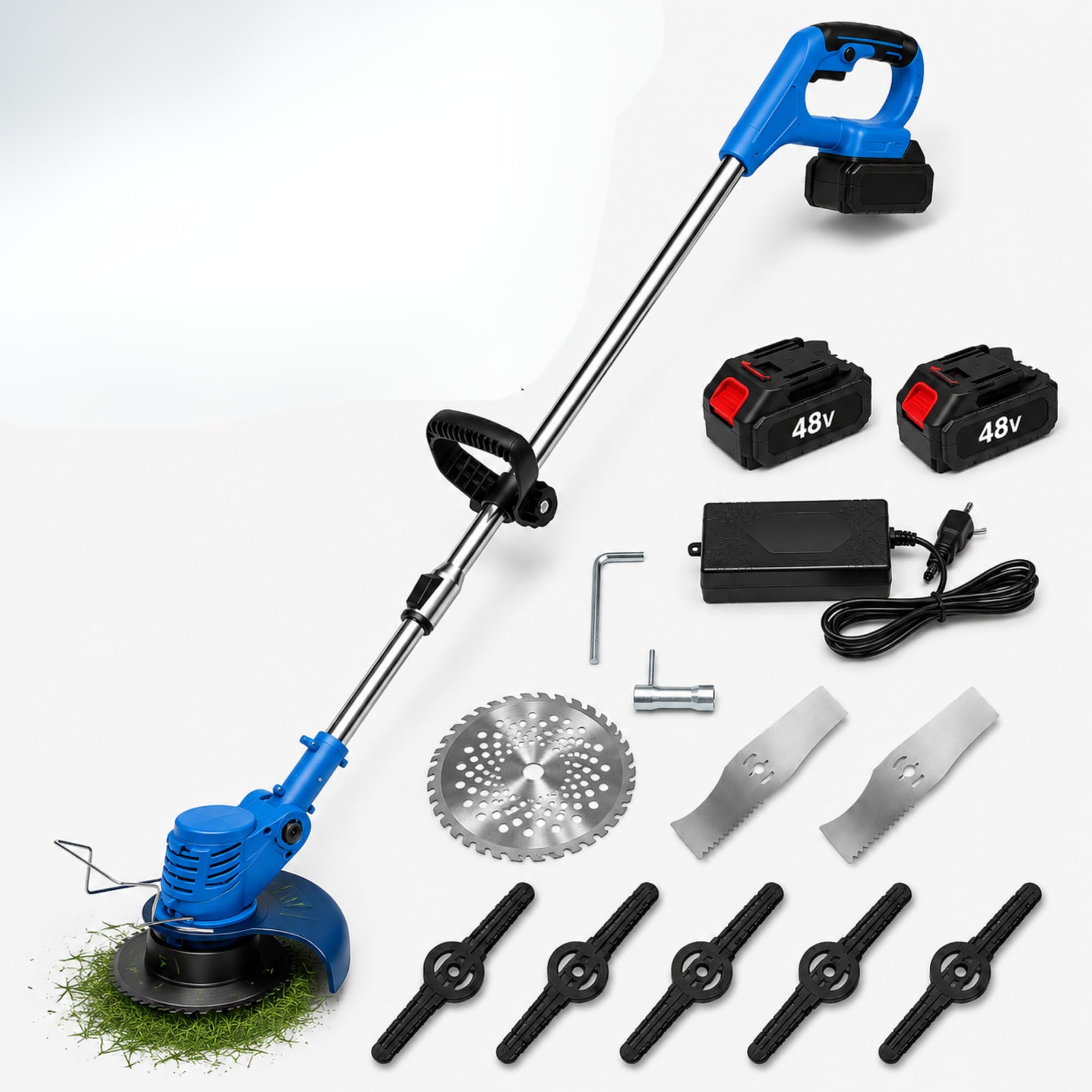 Decespugliatore a Batteria MULTIFUNZIONE 3 in 1 - TESTA REGOLABILE - Tagliaerba a Batteria Leggero 1,5 kg con Asta Telescopica - Batteria a LUNGA DURATA - SILENZIOSO - Perfetto per TAGLI DURI
