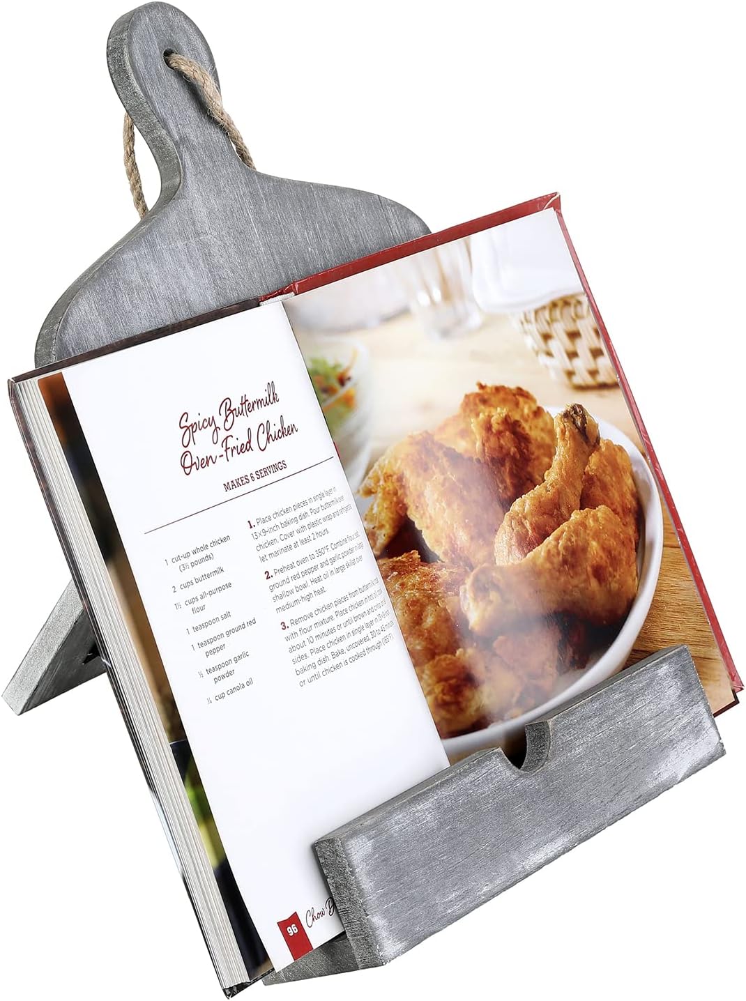 MyGift Black Marble Cookbook Display Stand With Brass Tone Metal Rail