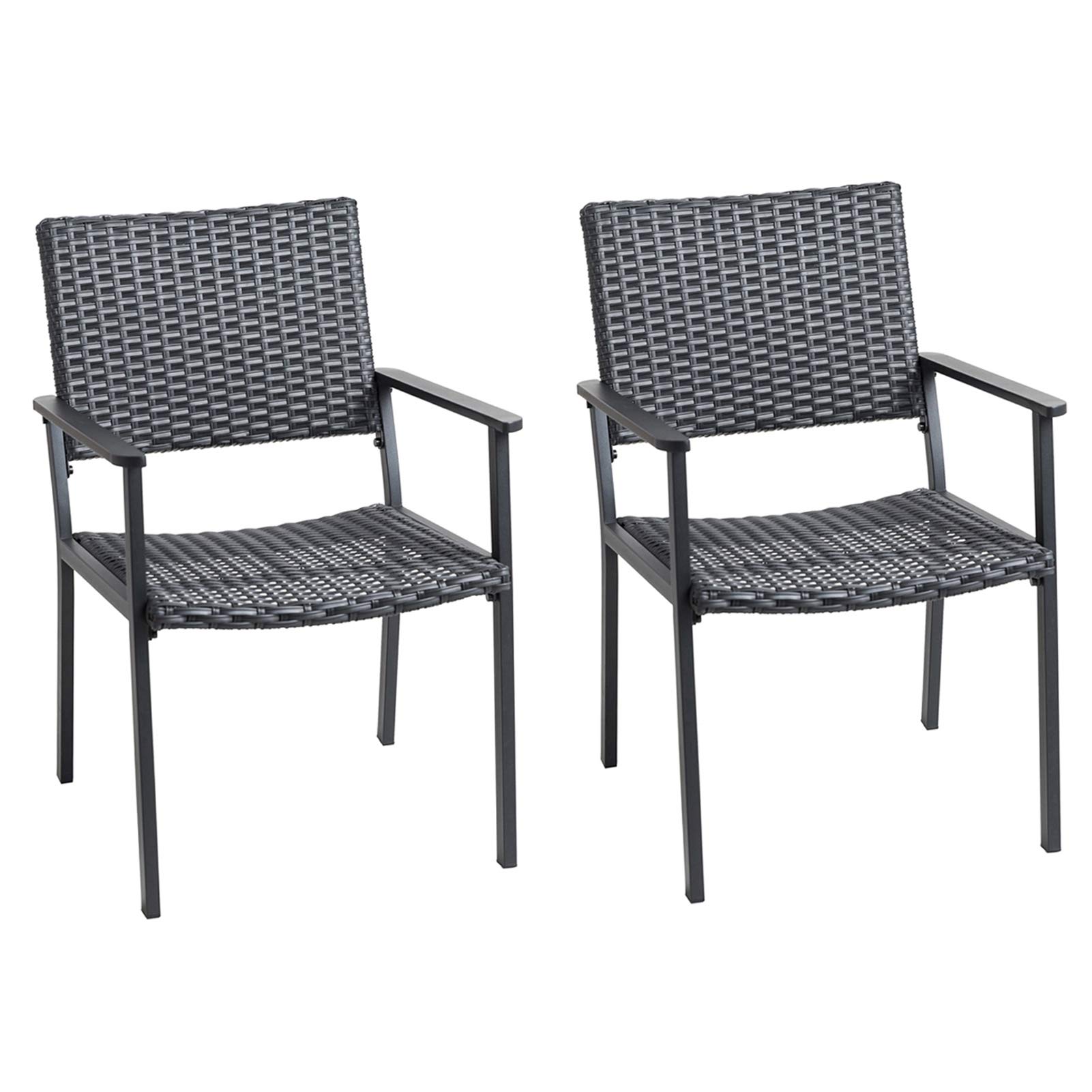 Chaise de salle à manger d'extérieur au design épuré en métal noir rigide