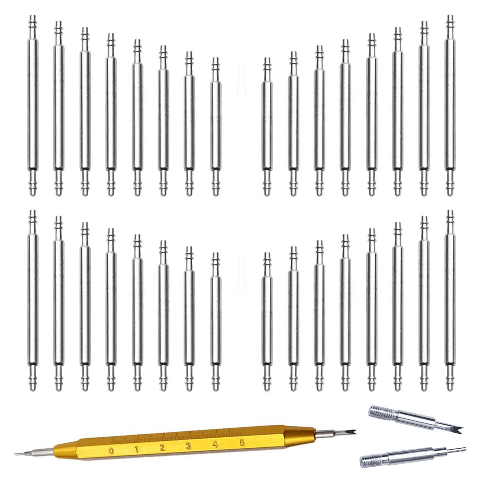 HUIKKJP 腕時計ベルト交換工具キット バネ棒外し付き 内蔵定規 + 替え針 2 本 32 本ステンレス鋼時計バンドピン（12-26mm） 時計修理・バンド取り外し対応​