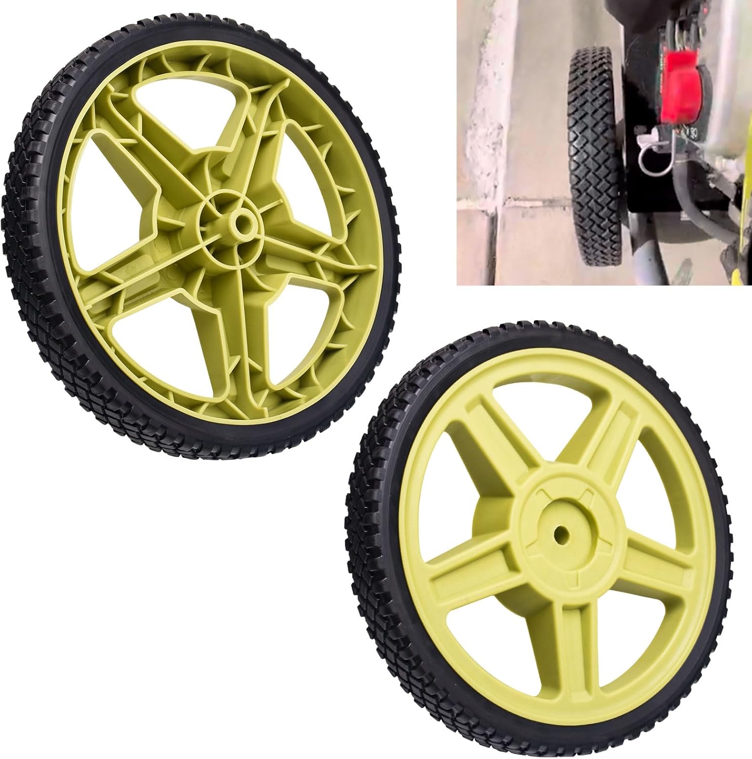2 Pack 308451053 Replacement Wheel【12" X 1.75" 1/2 Hub】Greener - Compatible with Homelite/Ryobi 308451053 Pressure Washer Wheel RY80949B RY80533 RY802900 RY80940B RY80930 RY802800 UT80993F PS8C3152