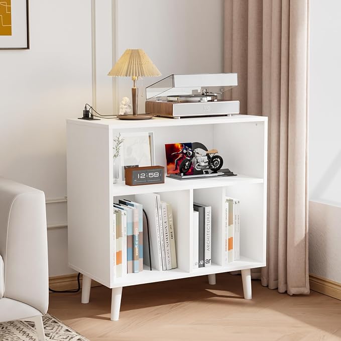 Soporte para tocadiscos VINGLI con almacenamiento para discos, blanco miniatura 7