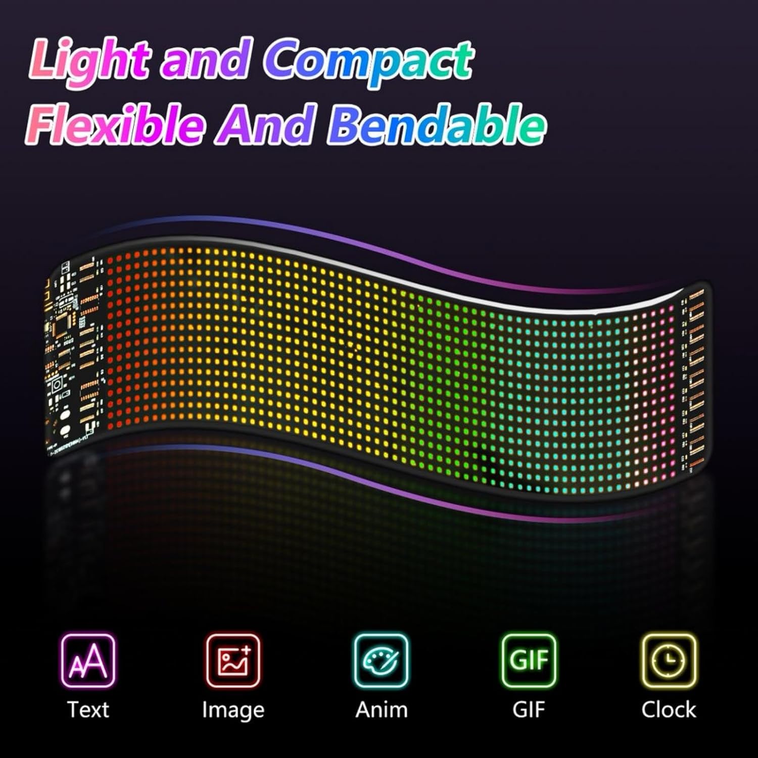 2PCS Programmable LED Devil Eyes Display for Car Windshield, 14.96 x 3.94 Inch 16x64 Pixel RGB LED Panel with App & Remote Control, USB Powered Animated LED Sign for Parked Cars & Events