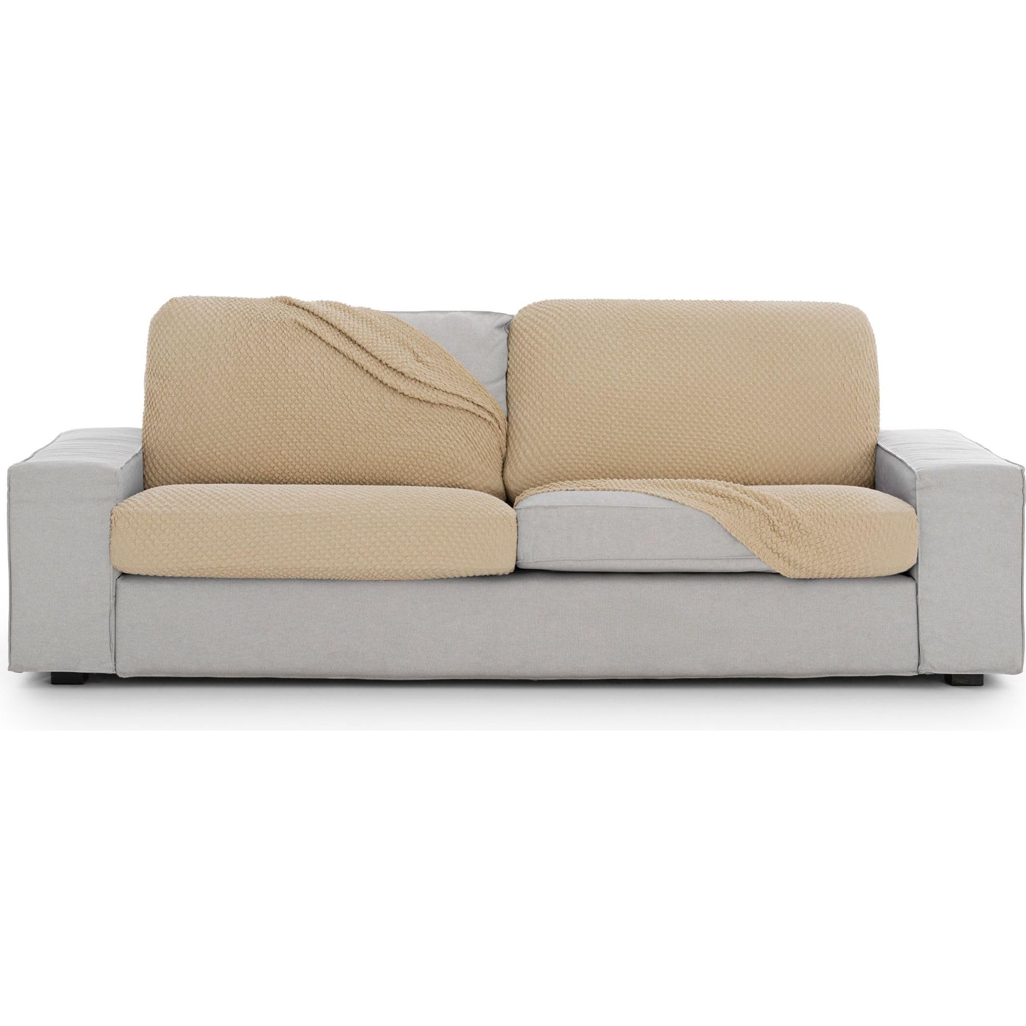 Housse de canapé universelle beige facile à installer et lavable