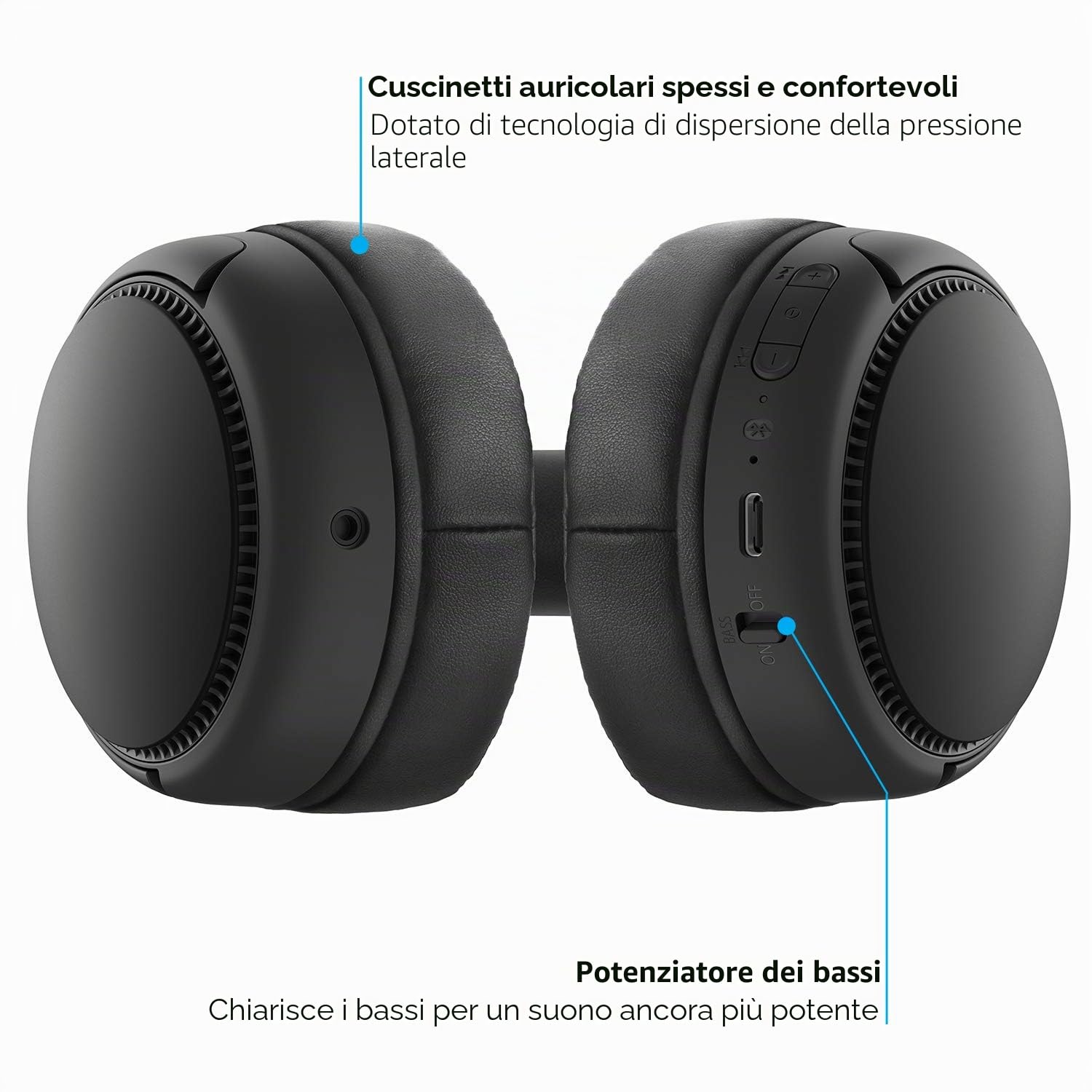 Panasonic RB-M300BE-K Cuffie Wireless a Padiglione, Bluetooth, Over Ear, Bassi Potenti e Nitidi, con Microfono Integrato, Ricarica Rapida, Nero