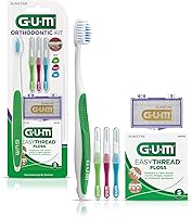 Vista 1 de GUM Orthodontic Kit – Features Orthodontic Toothbrush, 3 Proxabrush Sizes and Shred-Resistant EasyThread Floss, and Mint Ortho Wax
