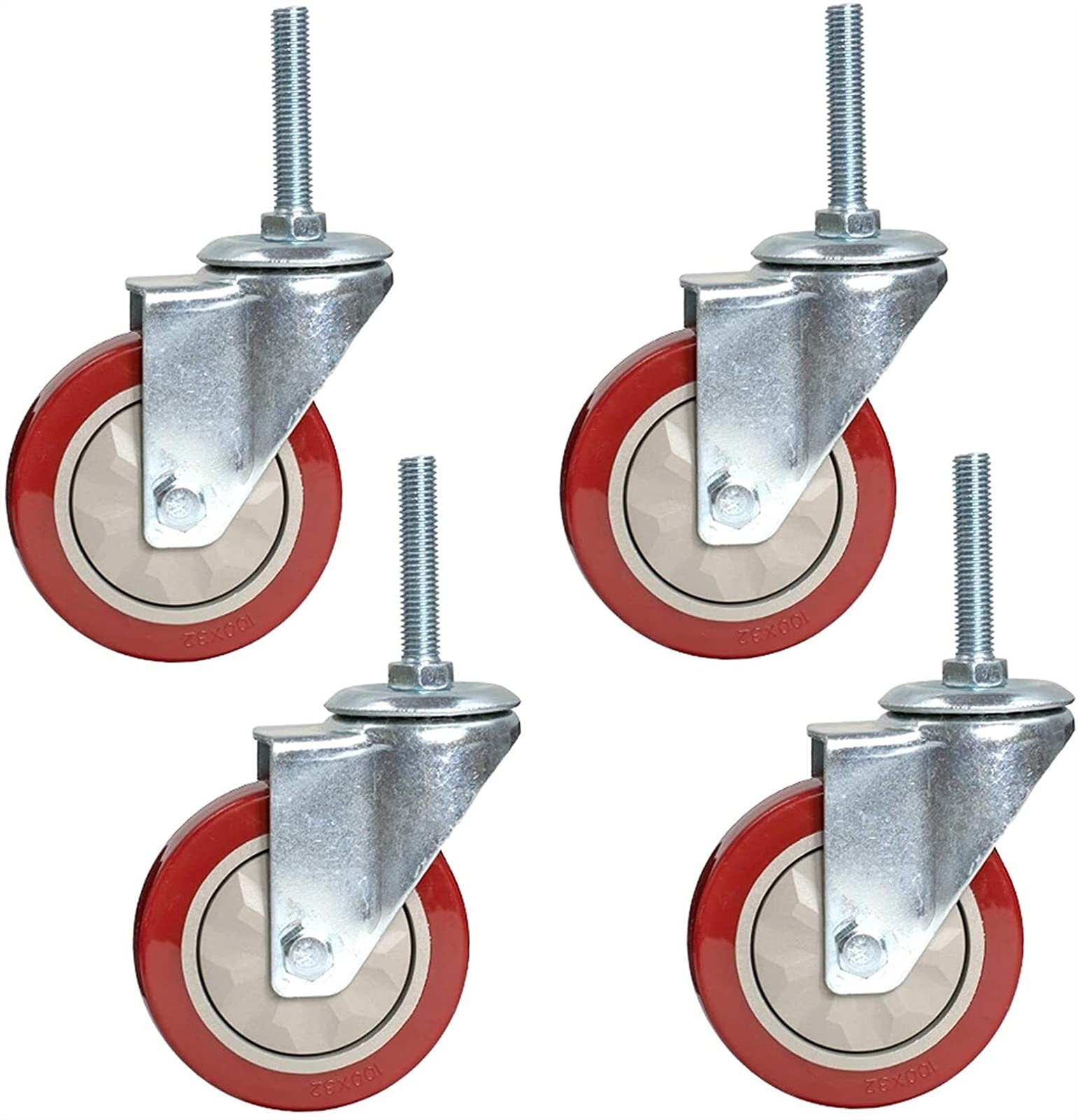 Roulettes de meubles en PVC robuste M12x60mm | Roues d'établi à double roulement fluide