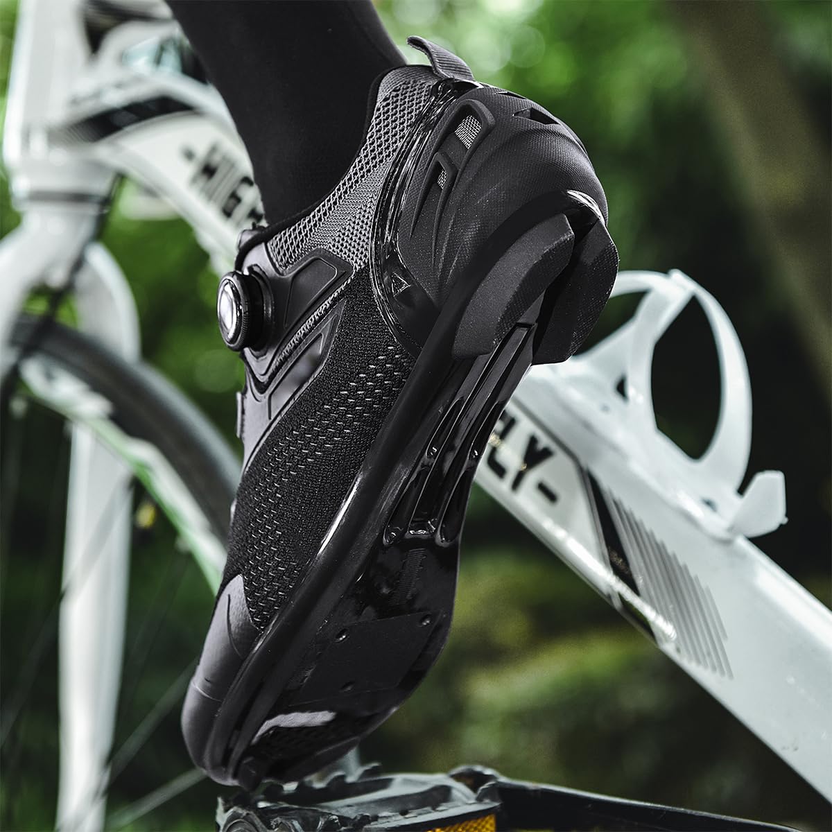 Fahrradschuhe Herren Kompatibel mit SPD/SPD-SL/Look Delta Atmungsaktive Rennradschuhe Maximale Kraftübertragung beim Treten und Vermeidung von Schlupf