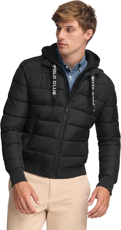 Chaqueta Polo Club Hombre Cremallera Negra con Logo