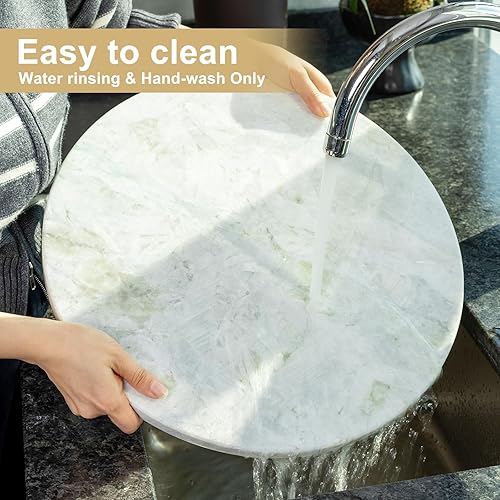 Miniatura 6 de Koville Lighe - Tabla de cortar de piedra de mármol gris, masa antiadherente y tablas de cortar para encimera de cocina, tabla de queso de mármol de