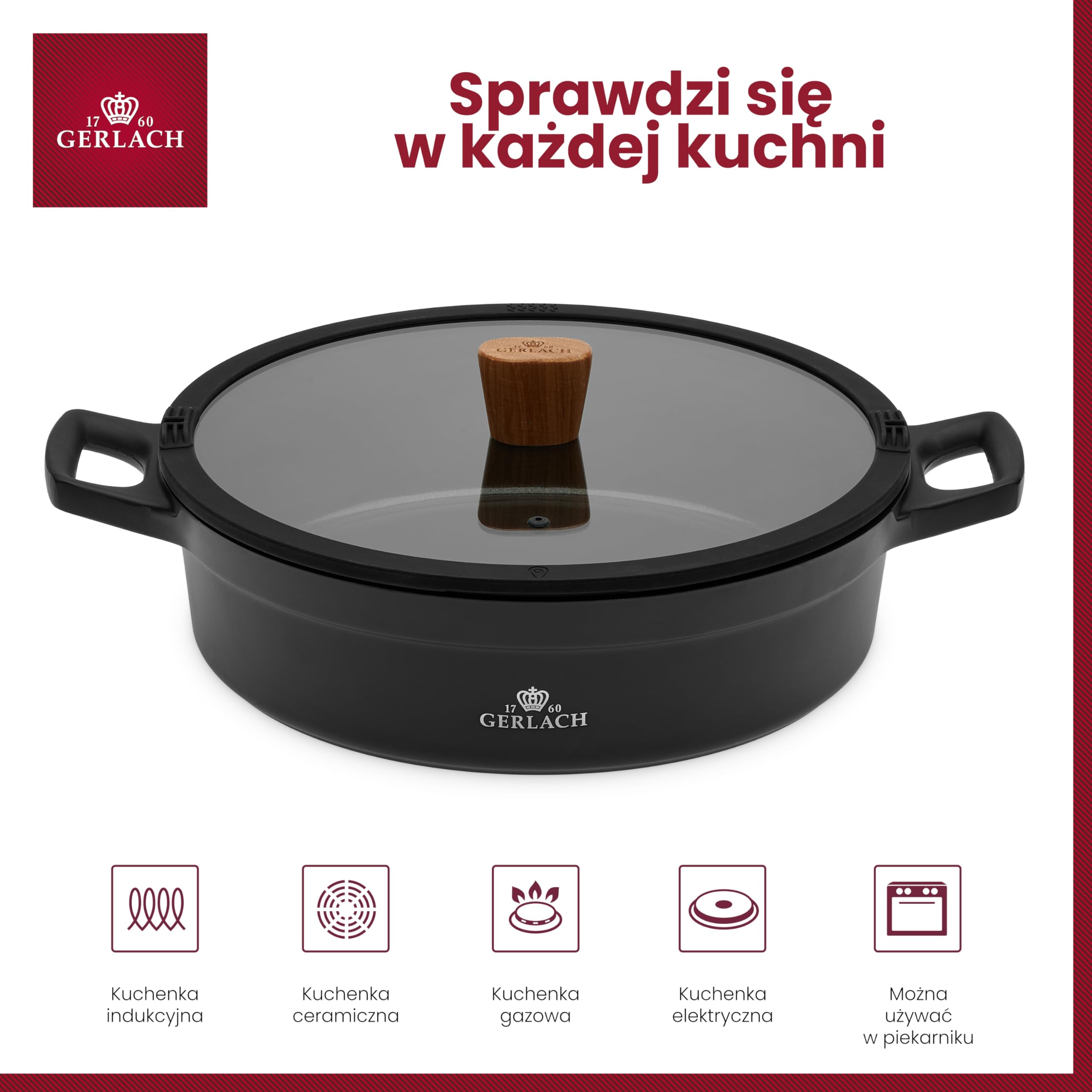 Gerlach Natur Garnek Indukcja Powoka Ceramiczna Trójwarstwowe Dno Do Kuchenki Gazowej Elektrycznej Ceramicznej Piekarnika 28 cm
