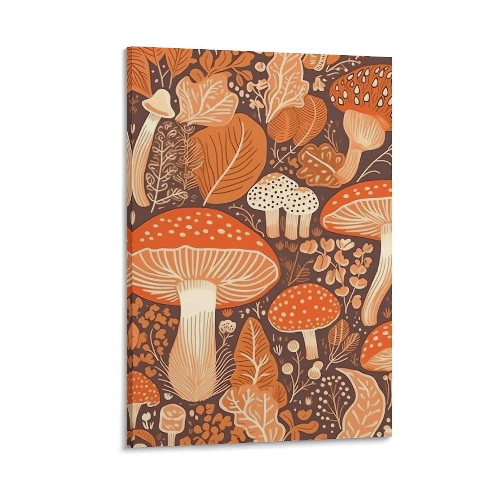 Canvas Wall Art for Living Room 16"x24" Modern Artwork Painting Pictures Hanging Canvas Prints Cartoon Mushroom Aesthetic Wall Art for Bedroom Bathroom Office Wall Art Print Decor Cartoon Mushroom Ca