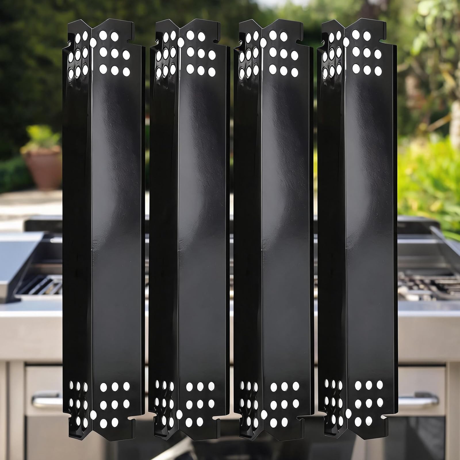 Piastre deflettori Calore in Acciaio ventilato, Set Ricambio 97461 Rivestito in Porcellana per Servizio Barbecue in Giardino, Supporto per l ' Equilibrio del Riscaldamento, Pulizia più Rapida