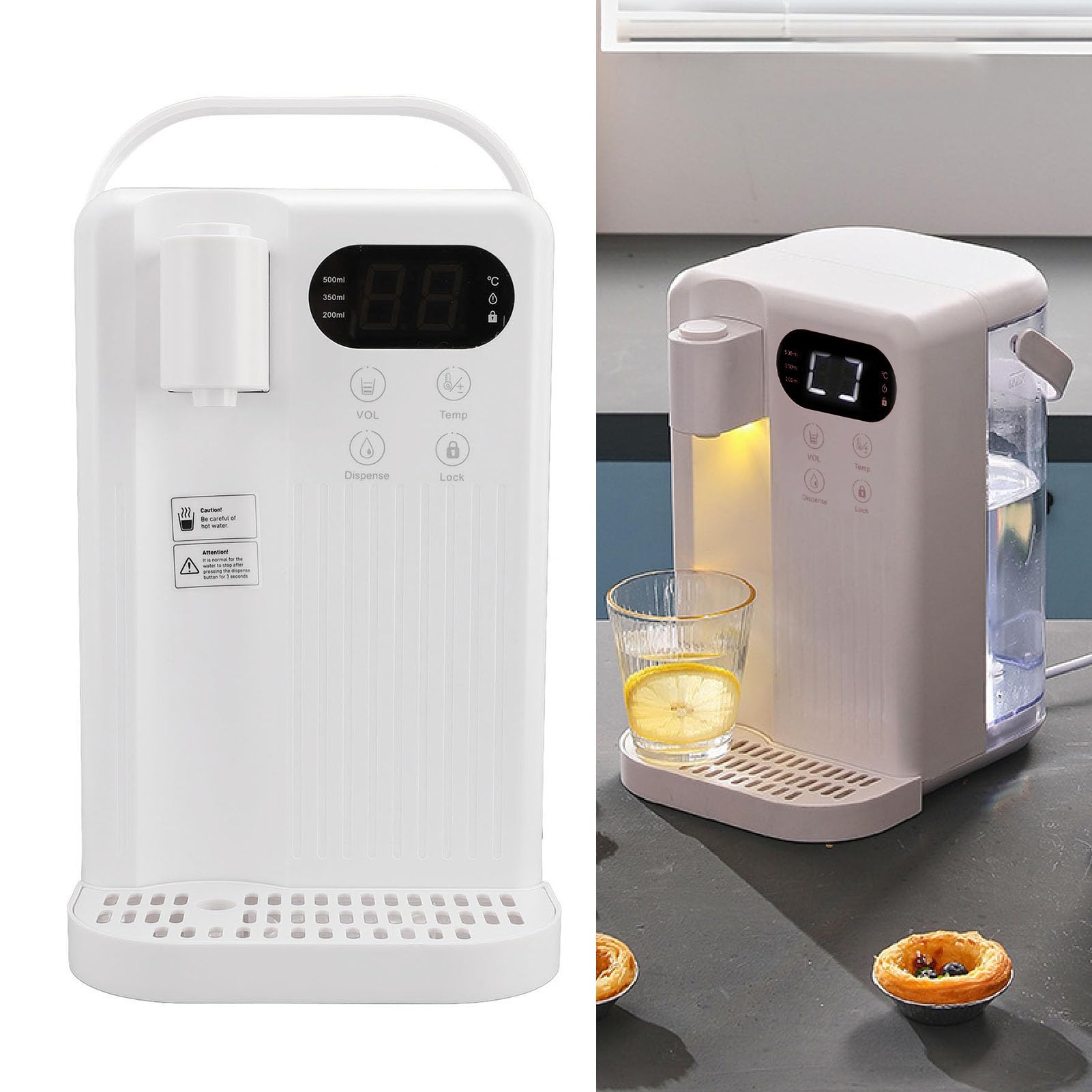 LICAEVEY Dispensador de Agua Caliente Instantáneo de 3 Litros con Bloqueo para Niños, Calentamiento Rápido en 3 Segundos, 12 Ajustes de Temperatura Ajustables, Caldera de Agua (Enchufe de EE. UU.)