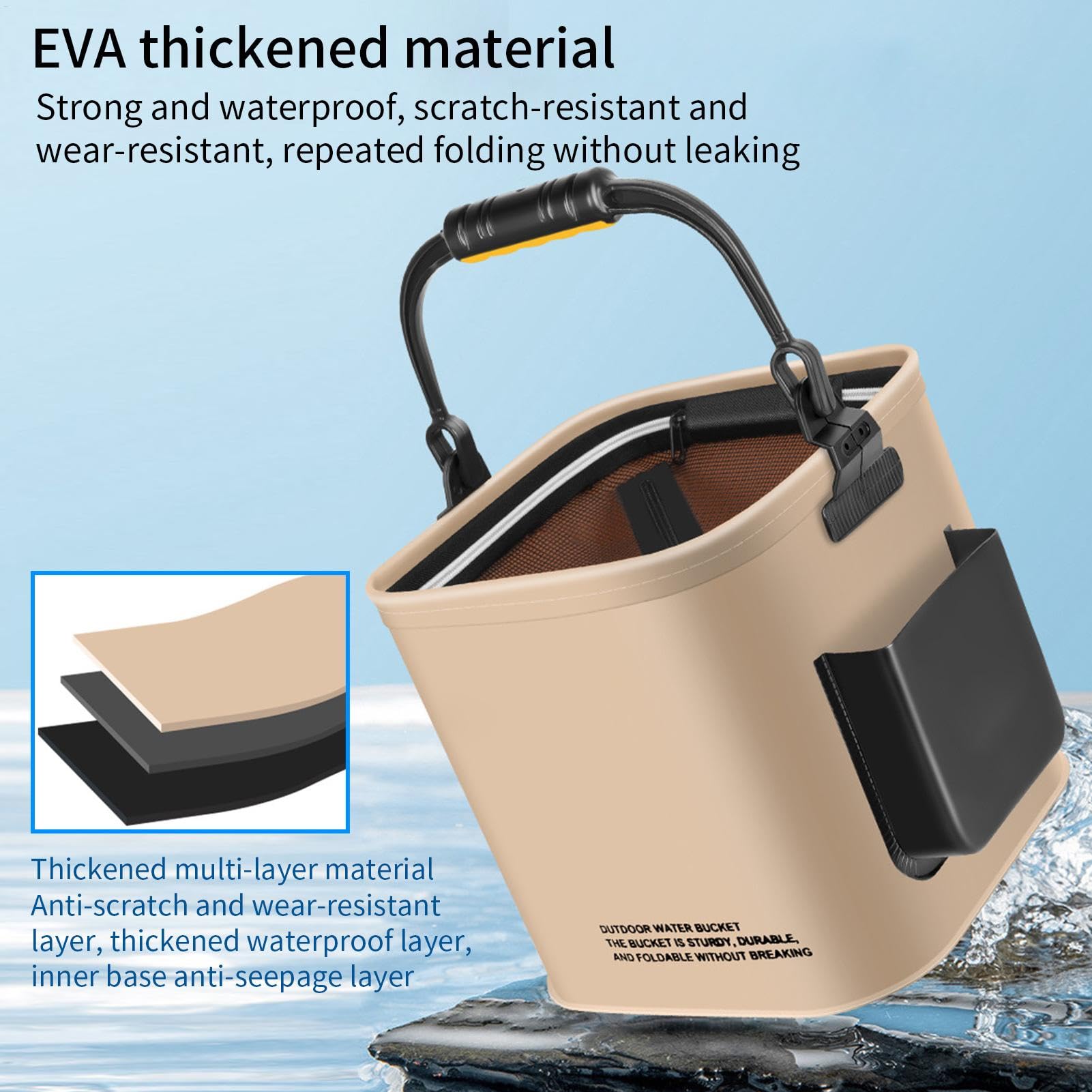Seau à Poisson Vivant, Seau de pêche Pliable avec poignée, Seau à Poisson de Jardin, Bassin d'eau Portable pour la Protection des Poissons, idéal pour intérieur/extérieur, Pique-Nique, Jardinage et
