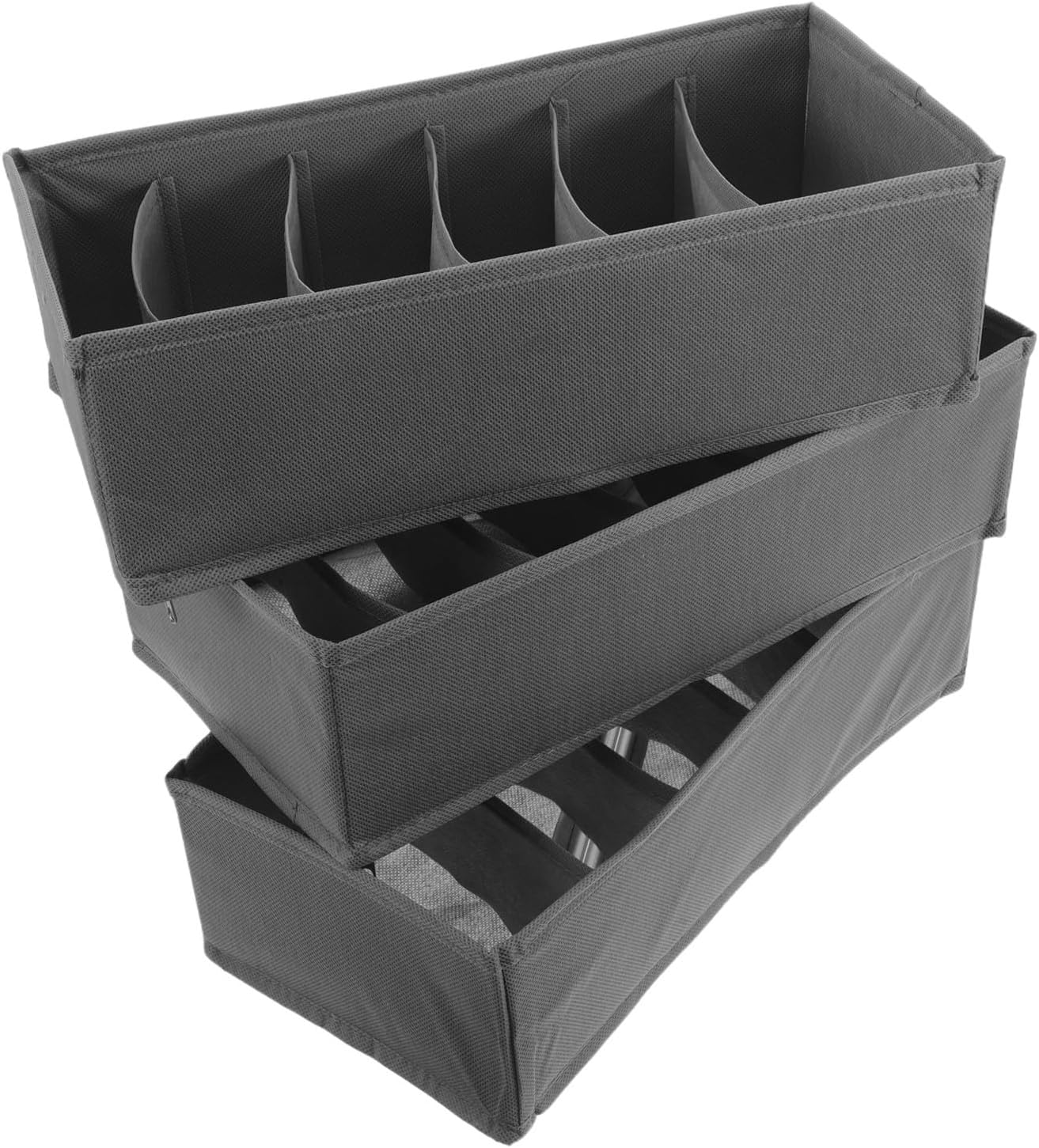 Drawer Versatile Fabric Organizer with Foldable 3pcs 6 Boxes Compartments for Storage Bins Contemporary Design, 13x6.3x3.8 Bras, Belts Socks Clothing for Bedroom and Travel