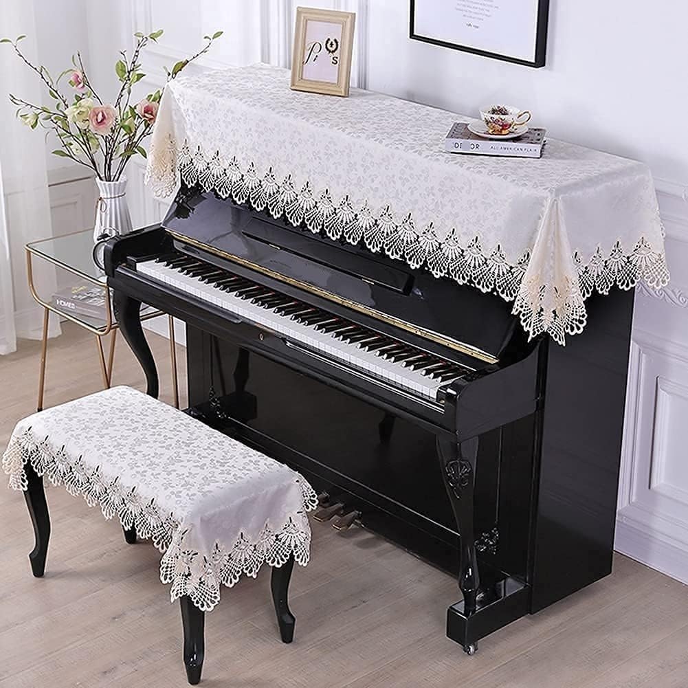 Pokrowiec na pianino, Fashionable Luxury Lace Embroidery Rural Style Elegant Electronic Piano Cover((two seat type))