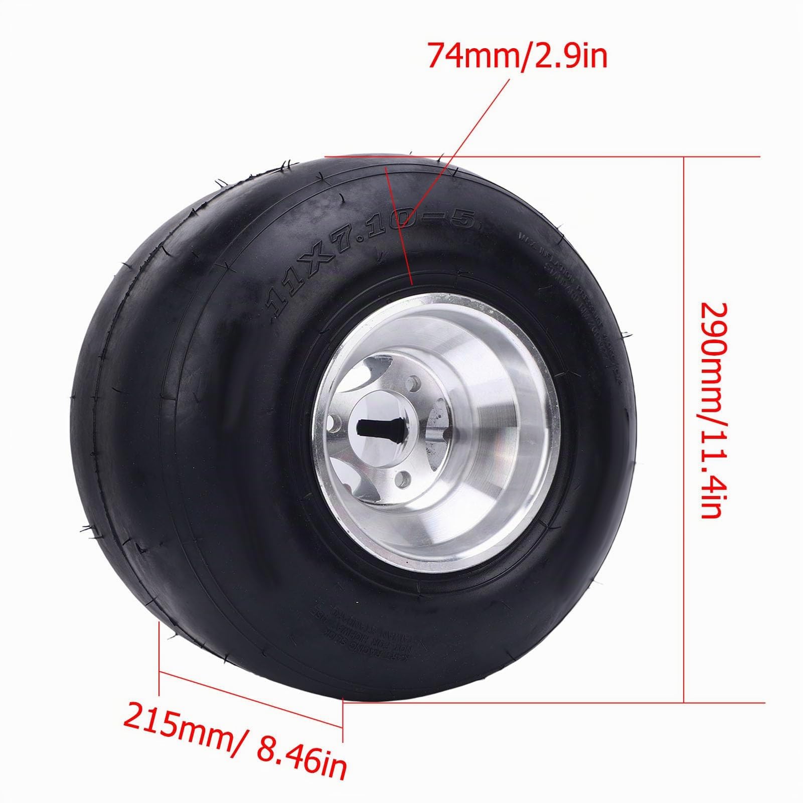 SIXRUN 11x7.10-5 Reifen mit Aluminiumlegierung Hinterrad-Felge, 4PR Tubeless, für ATV UTV SXS Go Kart, 3 Schrauben 50mm Abstand